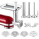 iVict Food Meat Grinder Attachment Compatible for KitchenAid Stand Mixers and Cuisinart Stand Mixers SM-50 Series Included Sausage Stuffer/Grinding Plates/Grinding Blade Accessory