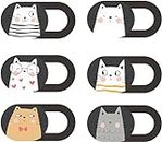 Mizi Webcam Privacy Cover Slide [6 Pack], Cute Camera Blocker Sticker, Protect Your Privacy and Security for Computer, Laptop, Tablets & Phones - Cat
