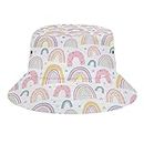 SJOAOAA Kawaii Rainbow Bucket Hat for Men Women, Summer Fisherman Cap,Unisex Packable Beach Sun Hat for Vacation Travel Outdoor