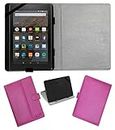 Acm Leather Flip Flap Case Compatible with Amazon Fire Hd 8 Tablet Cover Stand Pink