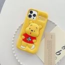 Case Creation for iPhone 11 3D Cartoon Bear Pooh Case,Full Protective Winnie The Pooh Bee Animal Back Case with Holder Cute Soft Silicone Stylish Fashion Fun Aesthetic Cover for Apple iPhone 11