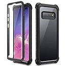 Dexnor Case for Samsung Galaxy S10 Plus S10+ 360 Full Body 3 Layers Protection Cover Shockproof Bumper Crystal Clear Slim Anti-Scratch Back Panel with Built-in Screen Protector - Black…