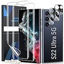 [ 2+2 ]LK 2 Packs Samsung Galaxy S22 Ultra TPU Screen Protector with 2 Packs Tempered Glass Camera Lens Protector, TPU Full Coverage 3D Curved Screen Film