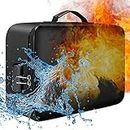 Fireproof Document Bag with Lock Zipper Closure Fire & Water Resistant Money Bag Storage Pouch Organizer Case Home Office Travel Safe Bag for Documents Files Money Cards Passport Valuables-POOWE