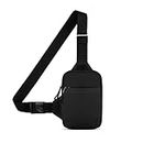 Simptech Mini Crossbody Sling Bag Chest Bag Dual Pocket Water Resistant Fanny Pack Running Phone Holder for Men Women Workout Travelling (New Black)