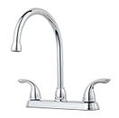 Pfister Pfirst Polished Chrome Kitchen Faucet with Swivel Spout, High Arc Kitchen Sink/Laundry Sink Faucet, Transitional Home Décor, 2-Handle Kitchen Faucets