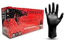 Black Nitrile Gloves 6-MIL THICK SNAKESKYN Industrial Disposable or Reusable grade 100/box Latex Free & Powder Free textured grip aka snakeskin - Large