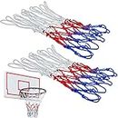 MEDILOE Pack of 2 Heavy Duty Basketball Net, Tri-Colored Basketball Hoop Nets Replacement, Accessories for Outdoor Indoor Sports (12 Loops)
