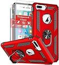 SunRemex for iPhone 8 Plus Case, iPhone 7 Plus Case, iPhone 6/6s Plus Case with HD Screen Protector & Kickstand [Military Grade] for iPhone 8/7/6/6s Plus. (Red)