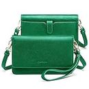 nuoku Women Small Crossbody Bag Cellphone Purse Wallet with RFID Card Slots 2 Strap Wristlet(Max 6.5'') (M Size Green3)