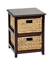 OSP Designs SBK4512A-ES Seabrook Two-Tier Storage Unit with Two Natural Baskets, Espresso Finish, Brown