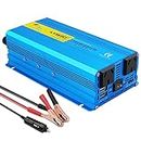 Yinleader 1000W Pure Sine Wave Power Inverter DC 12V to 240V AC Car Converter,w/2 AC Outlets and 2USB Ports(Peak Power 2000W) for Camping Boat Caravan Truck