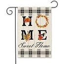 ShuanQ Fall Home Sweet Home Garden Flag - Pumpkin Maple Leaf Welcome Yard Sign - Hello Autumn Rustic Farmhouse Seasonal Holiday Flag for Outdoor Yard Lawn Decor - Vertical Burlap Flag Double Sided - 18 x 12.5 in