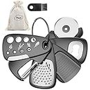 6 Pieces Kitchen Gadgets Set - Space Saving Cooking Tools Accessories Cheese Chocolate Grater, Fruit Vegetable Peeler, Bottle Opener, Pizza Cutter, Burlap Bags with Drawstring Gift Set…