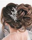 Unicra Crystal Bride Wedding Hair Vine Silver Pearl Headband Bridal Hair Accessories for Women and Girls