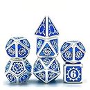Dnd Dice Set Gear Metal D&D Dice, 7 PCs DND Dice, Polyhedral Dice Set, For Role Playing Game (Color : Silver Blue)