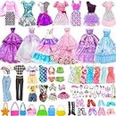 56Pcs Doll Clothes Outfit for Barbie, Doll Accessories Mini Dress Party Dress Bikini Set Tops Pants Handbags Shoes Jewelry Accessories Random Stlye for 11.5 inch Girl Doll