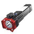 HETZON SALES Rechargeable Torch Portable LED Flashlight Long Distance Beam Range with Power Bank,Hammer & Strong Magnet,Window Glass & Seat Belt Cutter 4 Modes for Car Camping Hiking Indoor Outdoor