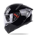 Ignyte IGN-4 ISI / DOT Certified Double Visor Full Face Helmet Outer Anti-Fog Clear Visor and Inner Smoke Sun Shield (Medium 580 MM, Glossy Midnight Black)