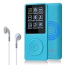 COVVY 8 GB Lettore musicale MP3 portatile da, supporta schede di memoria SD fino a 64 GB, lettore MP3 HiFi con audio senza perdita, registrazione di musica/video/voce/radio FM(8G,Azzurro)