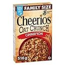 CHEERIOS - FAMILY SIZE PACK - Cinnamon Oat Crunch Cereal Box, No Artificial Colours, No Artificial Flavours, Whole Grain is the First Ingredient, 516 Grams Package of Cereal