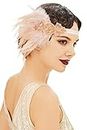 Coucoland Bandeau Gatsby Headband Cristal 1920s Bandeau Plume Gatsby Flapper Accessoires Charleston Bandeau Année 20 Vintage Partie à Thème (Champagne)