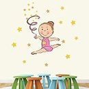StickMe 'Little Cute Girl Gymnastic Baby - Kids - Learning Education Nursery Pre School Kinder Garden Wall Sticker ' -SM403 (Multi Colour, Vinyl - 120cm X 120 cm)