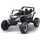 Blitzshark 24V Kids Ride on UTV 4WD Electric Off-Road Vehicle, with 4X200W Powerful Motors, 7AH Big Battery, 5 MPH MAX Speed, Remote Control, EVA Tires, Leather Seat, Metal Suspension, Music, White