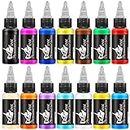 Tattoo Ink Set, 14 Primary Colours SNDE Tattoo Inks for Professional & Beginner Tattoo Artists -1oz(30ml) /Bottle