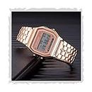 Acnos® Premium Brand Digital Rosegold Vintage Square Dial Unisex Wrist Stainless Steel Watch for Men Women Pack of 1 (WR-Rosegold)