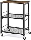 LIANTRAL 3 Tier Rolling Cart, Brown Kitchen Carts on Wheels with Storage, Multifunctional Utility Cart for Kitchen, Bathroom, Living Room, Bar, Office