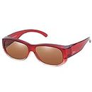DUCO Unisex Wear Over Prescription Glasses Rx Glasses Polarized Sunglasses 8956 Wine Red Frame Brown Lens