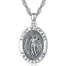 KINGWHYTE 925 Sterling Silver St Michael Necklace for Men The Archangel Protect Us Round Medal Pendant Men Necklace