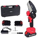 Homdum 24V Cordless Chainsaw Procut One Hand Lightweight Portable Battery Operated 4inch Mini Chain Saw for Pruning Tree Branch Wood Cuttingn With 2 Pc Li-ion Chargable Batteries with charger