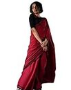 SHYAMALI BOUTIQUE Women's Casual Beautiful Love Khadi Cotton Saree without Blouse (Red)