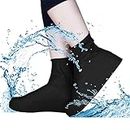 LUSIAINA Waterproof Shoe Covers Latex, Upgrade Reusable Not-Slip Rubber Rain Overshoes, Rain Shoe Covers for Men and Woman Sneaker Shoe Protectors(L, black)