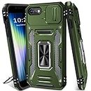 DMDMBATH for iPhone SE 2020 Case, iPhone SE 2022 Case with Slide Camera Cover, iPhone 8 Case with Magnetic Kickstand Ring, Military Grade Shockproof Protective Case for iPhone SE/8/7 (Olive Green)
