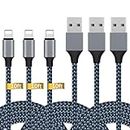 Atill iPhone Charger 3Pack 10FT iPhone Charger Cable Nylon Braided Charging Cord Compatible iPhone XR XS XSMax X 8 8 Plus 7 7 Plus 6 6s Plus SE 5 5s 5c iPad iPod (Blue)