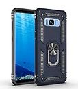 Cavor for Samsung Galaxy S8 Case (5.8") TPU Case PC Bumper 360° Rotation Ring Holder Kickstand Back Cover [Work with Magnetic Car Mount] Shockproof Protective Cover-Navy Blue