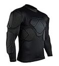 Qike Men's Long Sleeve Goalkeeper Padded Shirt Football Protective Gear Set Training Suit for Soccer Rugby Basketball Paintball Rib Protector Shirt