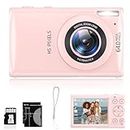 4K Digital Camera Vlogging Camera Photography and Video 64MP 18X Digital Zoom Compact Point and Shoot Digital Cameras Autofocus for Boys and Girls, Teens, Beginner, 16GB Included, Pink