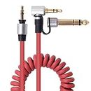 3.5mm &6.5mm Aux Cable Replacement Auxiliary Extension Cord Compatible with Beats by Dr Dre Headphones Solo Studio Pro Detox Wireless Mixr Executive Headset (Red)