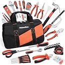 ValueMax Home Tool Set, 219-Piece Basic Household Repairing Tool Kit With 13-Inch Large Opening Tool Bag, Orange General Hand Tools Set, Great Gifts for Homeowner Beginners DIY