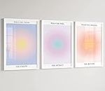 3 Piece Colorful Abstract Aura Posters for Room Aesthetic Aura Gradient Spiritual Affirmation Canvas Wall Art Positive Energy Painting Danish Pastel Room Wall Decor, 30 x 40cm Unframed