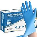 Schneider Nitrile Exam Gloves, Blue, Medium, Box of 100, 5 mil Disposable Nitrile Gloves, Latex Free, Powder Free, Food Safe, Non-Sterile - for Medical, Cleaning & Cooking Gloves