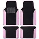 BDK Pink Carpet – Two-Tone Faux Leather Automotive Floor Mats, Included Anti-Slip Features and Built-in Heel Pad, Stylish for Cars Truck Van SUV