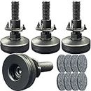 3/8" Threaded Leveling Feet Adjustable Table/Furniture Feet Levelers Screw on Heavy Duty Desk/Chair/Cabinet/Dresser/Bench Leg Leveler Screw in with Threaded Inserts(3/8-16,Large Base,Black,4 Pack)