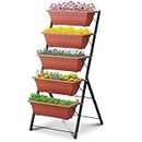 outdoor basic Vertical Garden Bed,Elevated Garden Bed with 5 Container Planter Boxes for Vegetables Herbs Flowers Color Orange