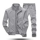 MAGNIVIT Men's Soccer Tracksuit Set Athletic-Fit Sweatsuits Top Pants Sets #1 Grey