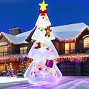 EBANKU 9 FT Christmas Inflatable Xmas Tree Outdoor Decorations, Blow Up Yard Decoration Christmas Tree with Star Gingerbread Man, Build in LEDs, Colorful Rotating Light for Holiday Indoor Garden Lawn
